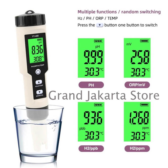 Water Tester H2 PH ORP Temp Pen Meter YY400 Hydrogen YY-400 4 in 1 Quality Hyrroponic YY 400 Hidropo