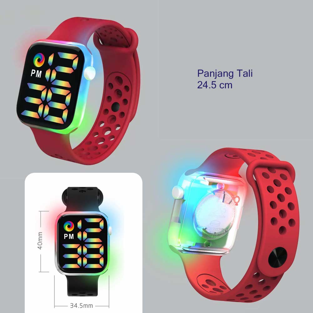 LED Watch [ Abu abu ] Water Resistant - Jam Tangan Digital Pria &amp; Wanita Strap Rubber LED_8051