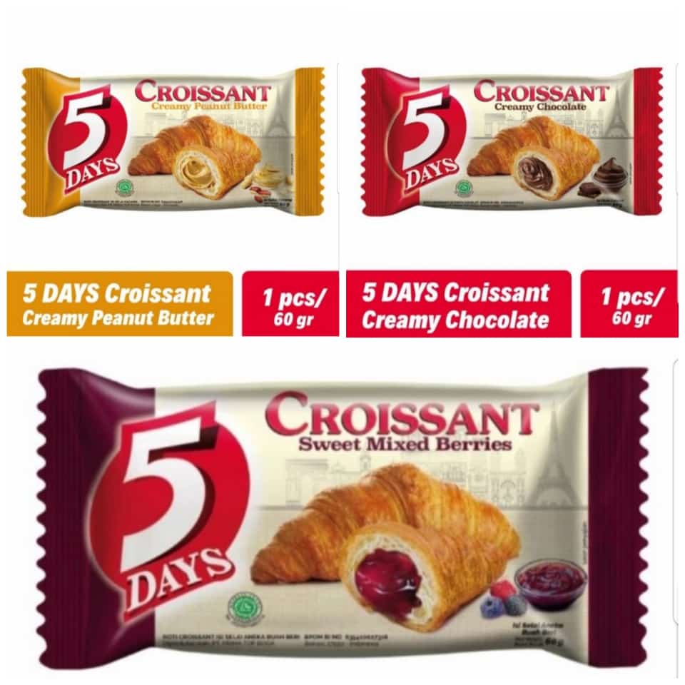 Roti 5 days croissant ( keju,berries,coklat ) Snack enak dan murah