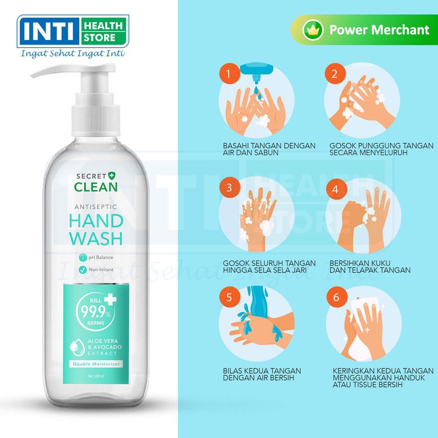 Secret Clean | Hand Wash Antiseptic 500 ml | Sabun Cuci Tangan