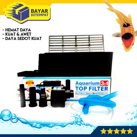 3 In 1 Top Filter Aquarium Termasuk Pompa Air Akuarium