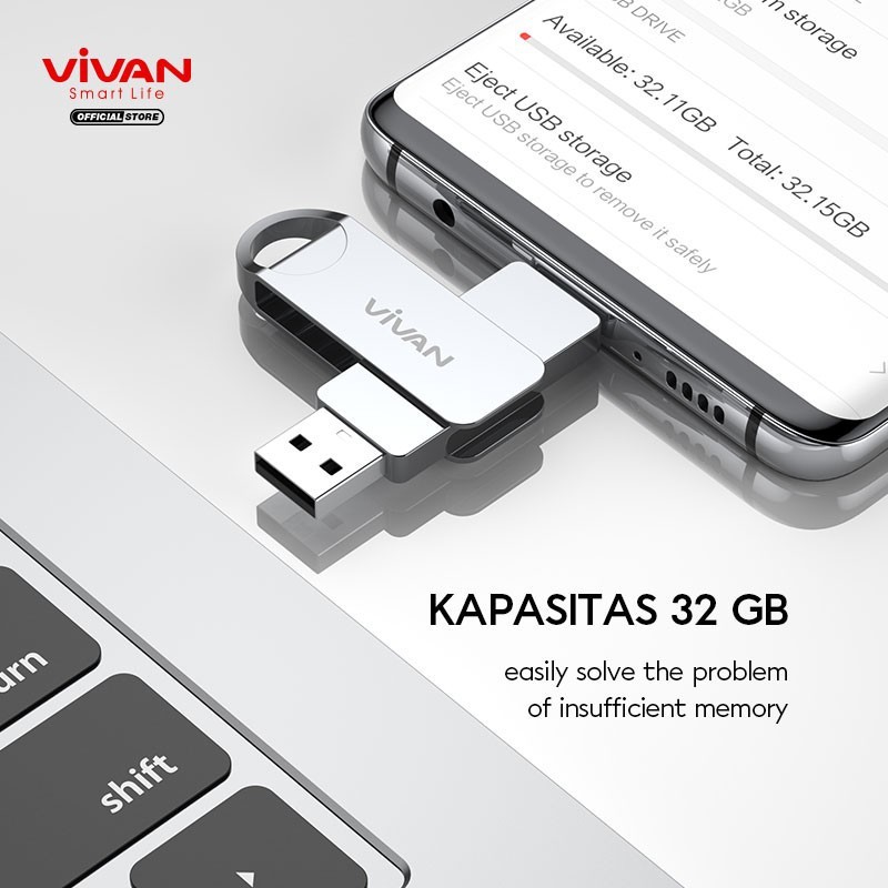 Vivan VOM132 32GB Flashdisk OTG Dual Interface Micro-USB Metal Body