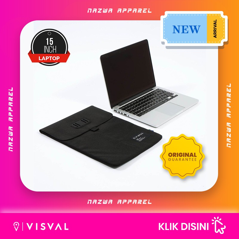 TAS LAPTOP CASE COVER BAG VISVAL NASSAU SLEEVE 15 INCH BLACK