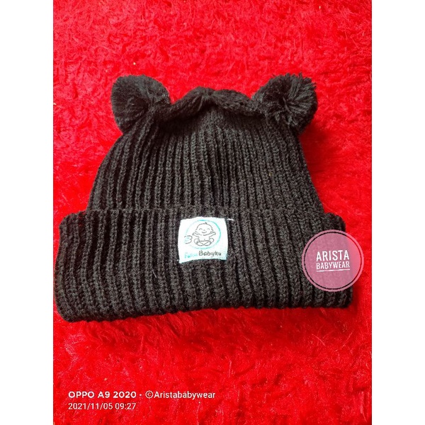 BABYKU - topi/kupluk bayi rajut pompom