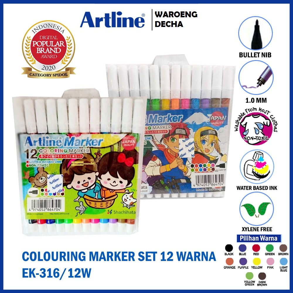 

Spidol Mewarnai Artline new marker EK-316