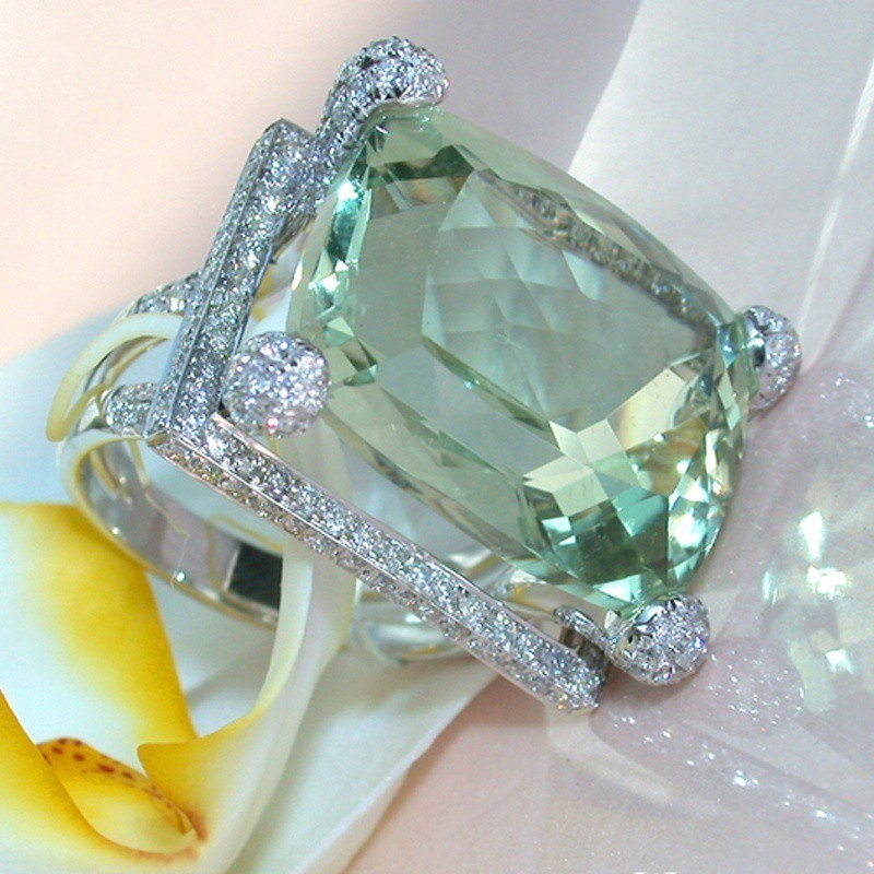 SEUSUK Fashion Silver Natural Gemstone Prehnite Brand Ring Wedding Jewelry Gifts