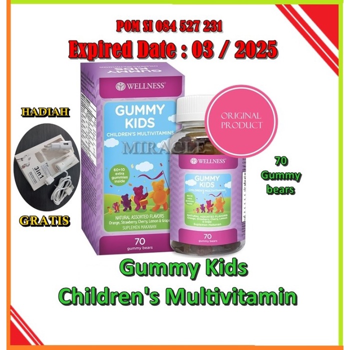 Wellness Gummy Kids Isi 70 Gummy Bears Multi Vitamin Anak Vit Anak -