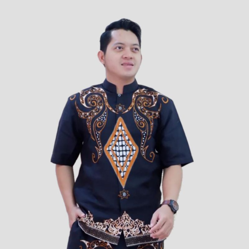 permata atasan Koko lengan pendek reguler fit lapis furing