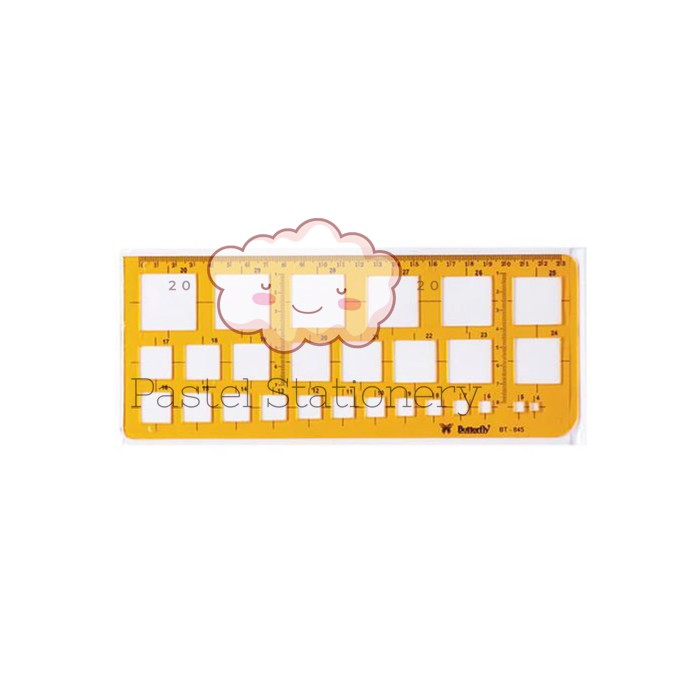 

Mal Cetakan Persegi Butterfly BT-845 - Penggaris Teknik Square Template Mall Sablon Kotak