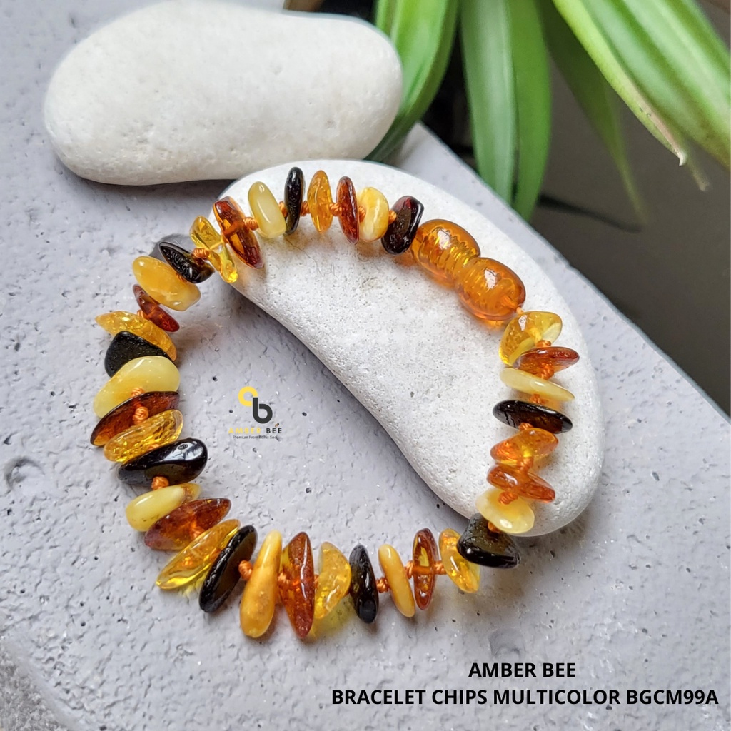 PROMO Gelang Amber Anak Balita Premium Glossy Multicolor Chips BGCM99 By Amber Bee