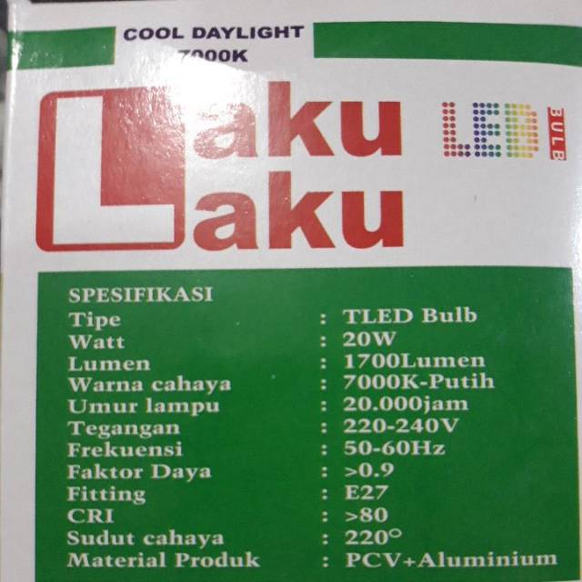 (GRATIS BoubleWarp) Lampu LED 20 watt kapsul Putih Super Terang