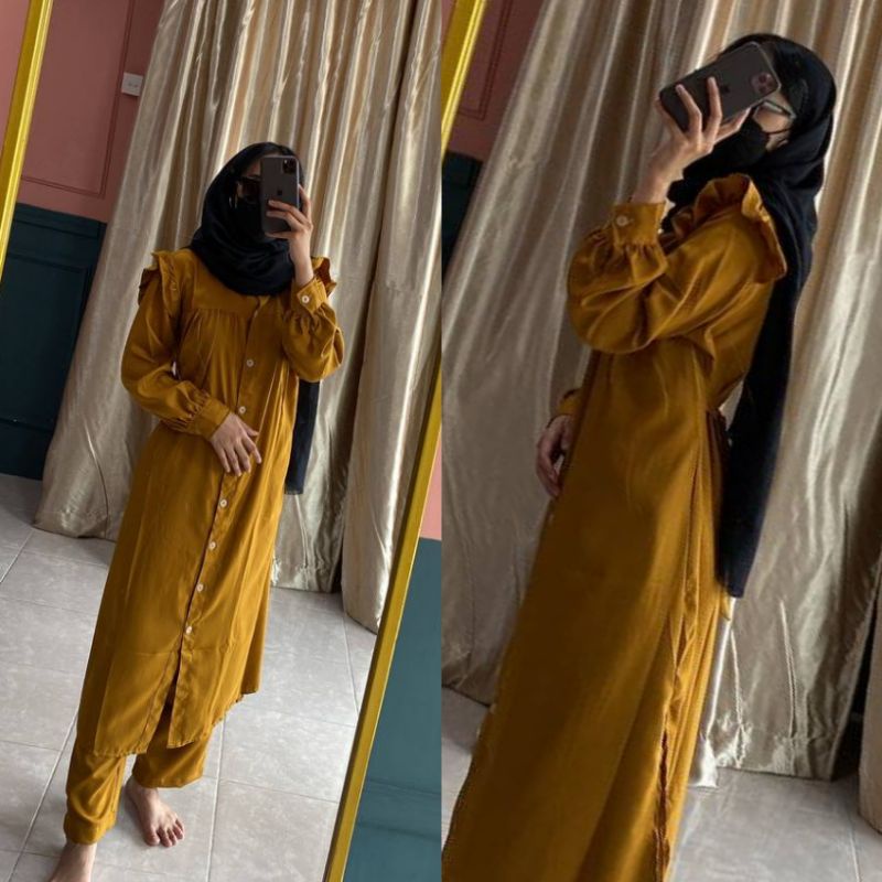 Setcel long tunik / setcel tunik polos jumbo XXL / One set long tunik polos jumbo shakila premium/ o