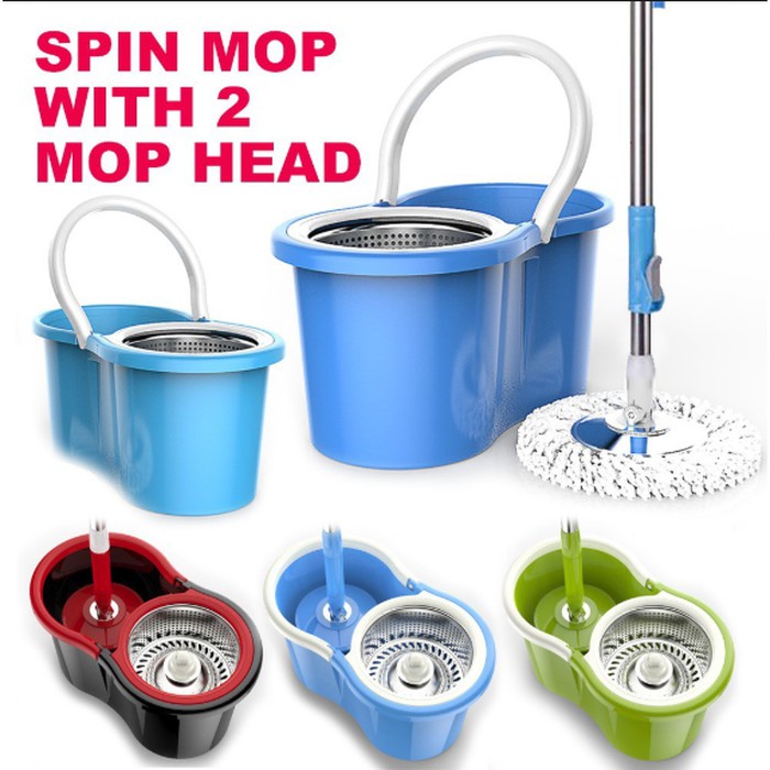 Barnik88 Praktis Spin mop 360 rotated  Alat Pel Lantai Ultra Pel putar serbaguna spin mop 2 kain pel Super Praktis