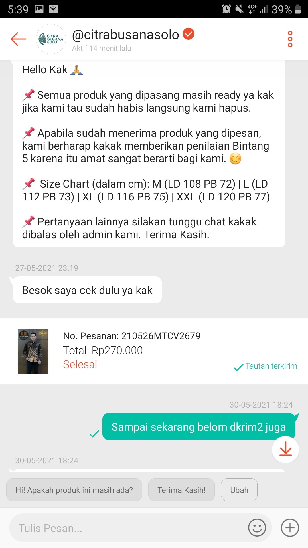 Peksi Mukti Kemeja Batik Pria Full Furing Bahan Katun Primisima