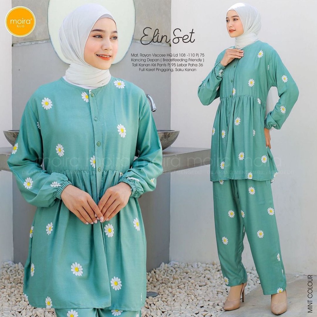 One set Rayon Premium Setelan Piyama Motif Terbaru-Eline Set