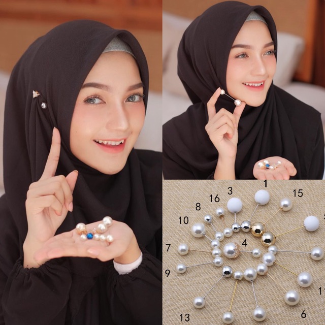 𝐁𝐘 𝐀𝐃𝐈𝐍𝐃𝐀 Bros Hijab Tusuk Korea Mutiara Pearl Double Peniti Jarum Tuspin Mutiara Jilbab Hijab instant Tuspin