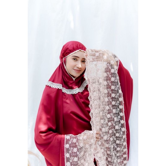 Mukena Dewasa Renda HANUM Jumbo Mukena Sutra Velvet By Nazwa