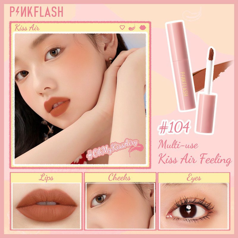 PINKFLASH Lipstick Cair Matte Tahan Air Fungsi Ganda Bisa Untuk Pipi Celebshine