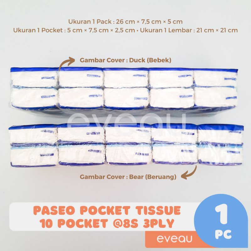 Paseo Pocket Elegant Facial Tissue Isi 10 @ 8 sheets 3 ply Tisu Wajah-1