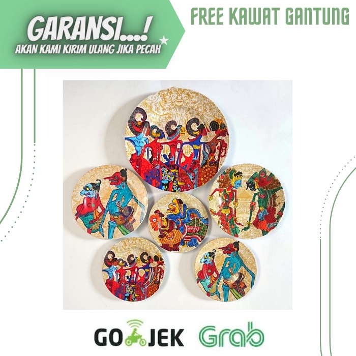 PIRING KERAMIK HIASAN DINDING WALLDECOR MOTIF PEWAYANGAN NUSANTARA