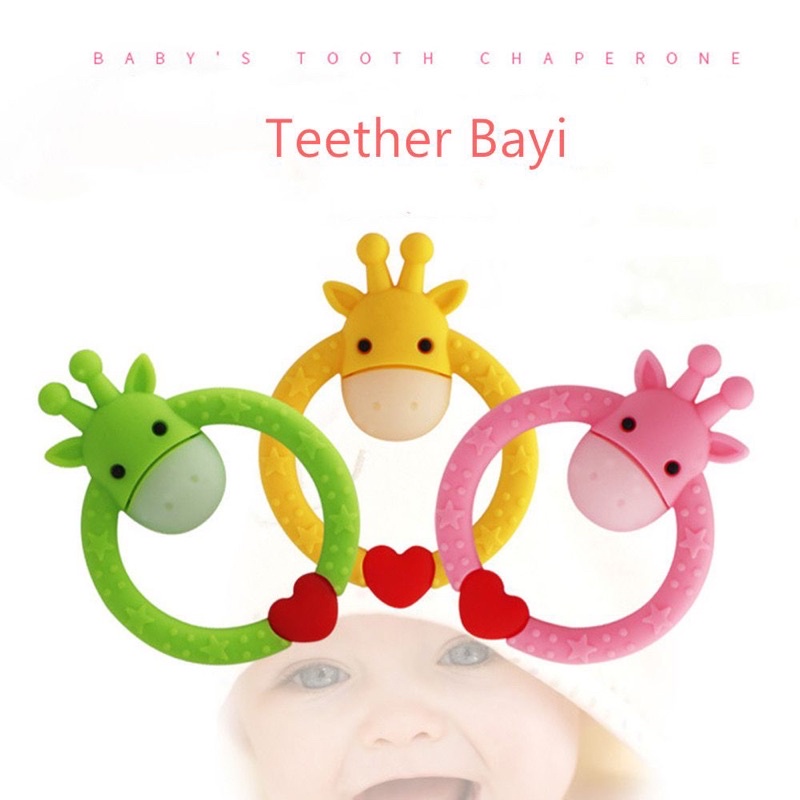 1234OS - teether gigitan bayi bahan silikon bentuk Jerapah / Camelopardalis BPA Free