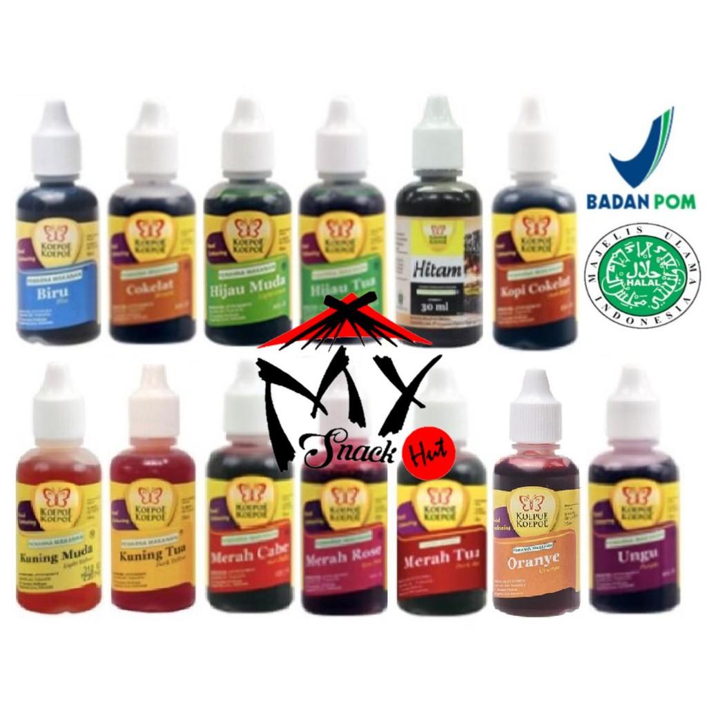 

PEWARNA KOEPOE 30ML - SUMBO KUPU CAIR - BAKING FOOD COLOURING AGENT WATER BASE CAKE COOKIE HALAL MUI Berkualitas