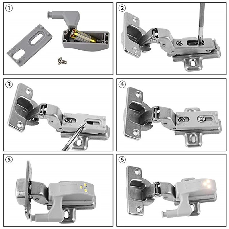 Lampu LED Engsel Sendok Pintu Lemari Pakaian Baju Celana Laci Hinge Lamp Otomatis