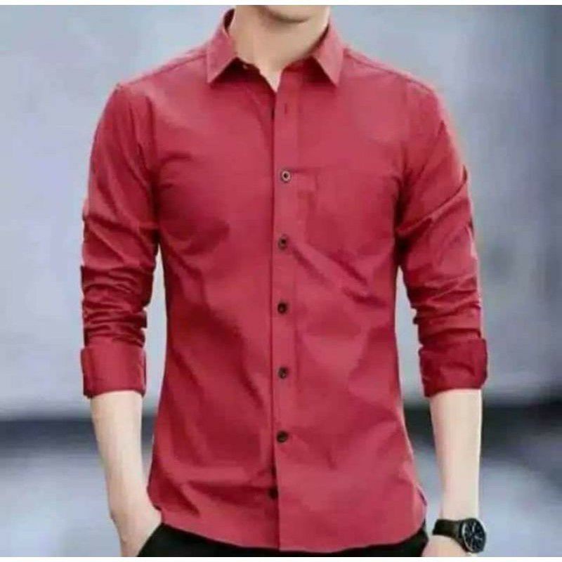 KEMEJA PRIA MENS POLOSAN LENGAN PANJANG COOLMAN PAKIAN PRIA CASUAL PAKAIAN DINAS PNS KERJA SIZE MLXL