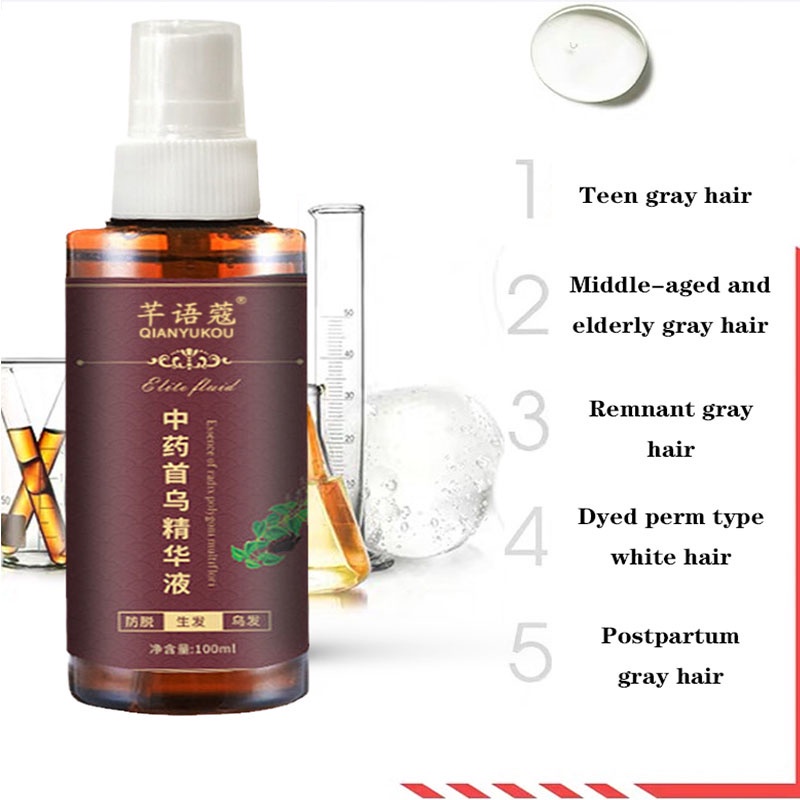 【COD】100ml Serum Rambut Anti Rambut Rontok Esensi Polygonum Esensi Herbal Tionghoa Serum Rambut Hitam Menghitamkan Rambut Putih Mempromosikan Pertumbuhan Rambut