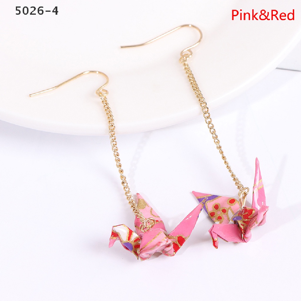 5026-4  Kranich Earrings Origami Miniblings Bird Cranes Faltkunst Senbazuru Paper 5026-4