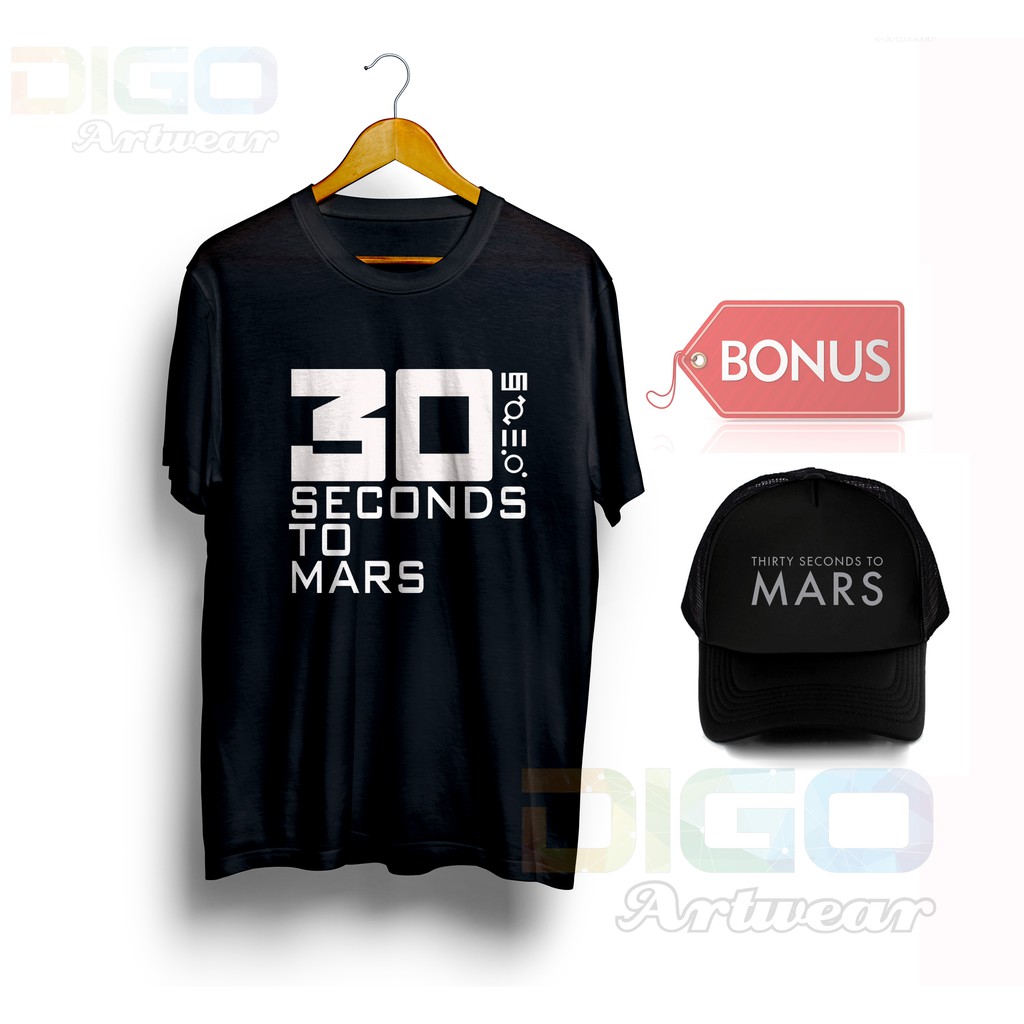 Tshirt kaos Band "thirty second to mars" bonus topi - baju 30 seconds to mars/kaos heavy metal/kaos 