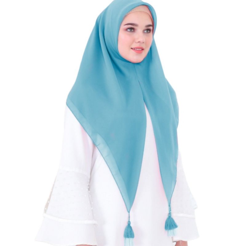 Jilbab Hijab Segiempat Bella Instan Bahan Pollycotton Dua Layer Jambul