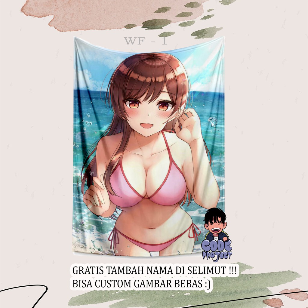 SELIMUT ANIME WAIFU KAWAI - selimut karakter anime wanita - selimut tema anime - selimut custom anim