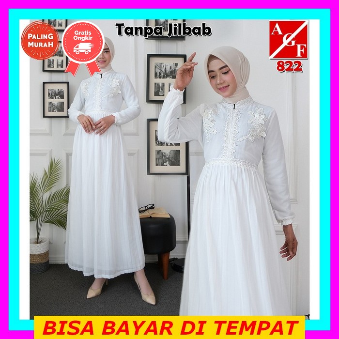 Gaun Gamis Pesta Mewah Kondangan Nikahan Lebaran Busui Brukat Brokat Wisuda Remaja Muslimah Model Du