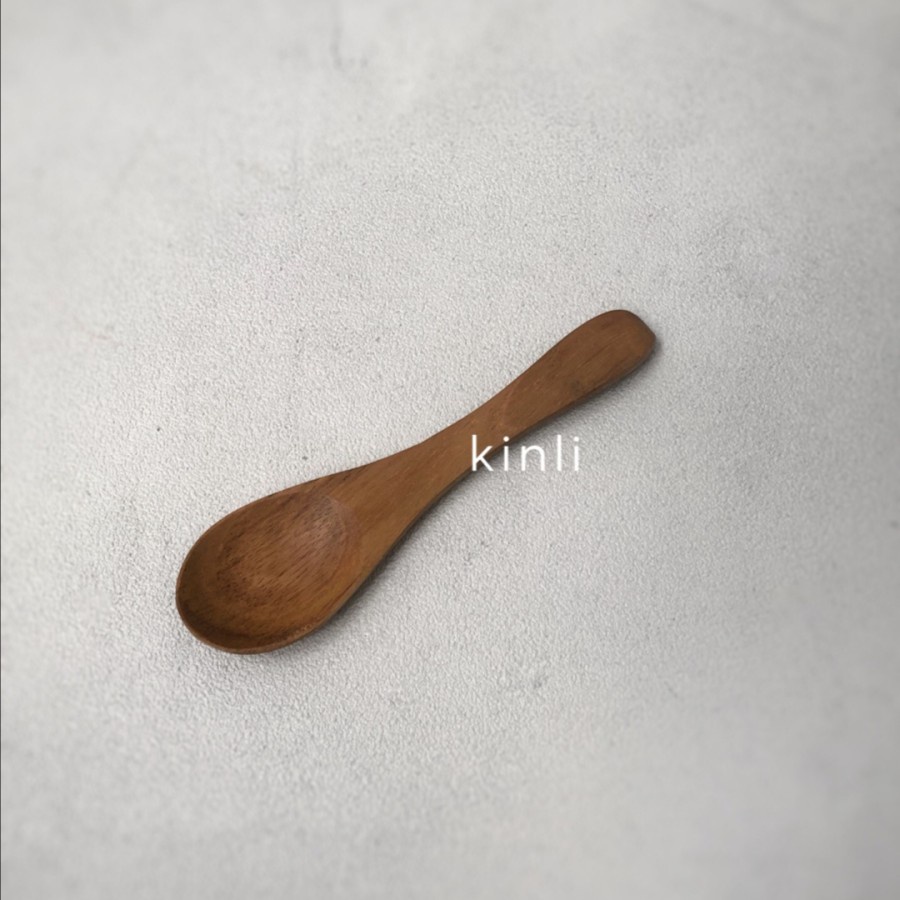 sendok teh kopi bumbu kayu jati round wooden tea spoon coffee spoon