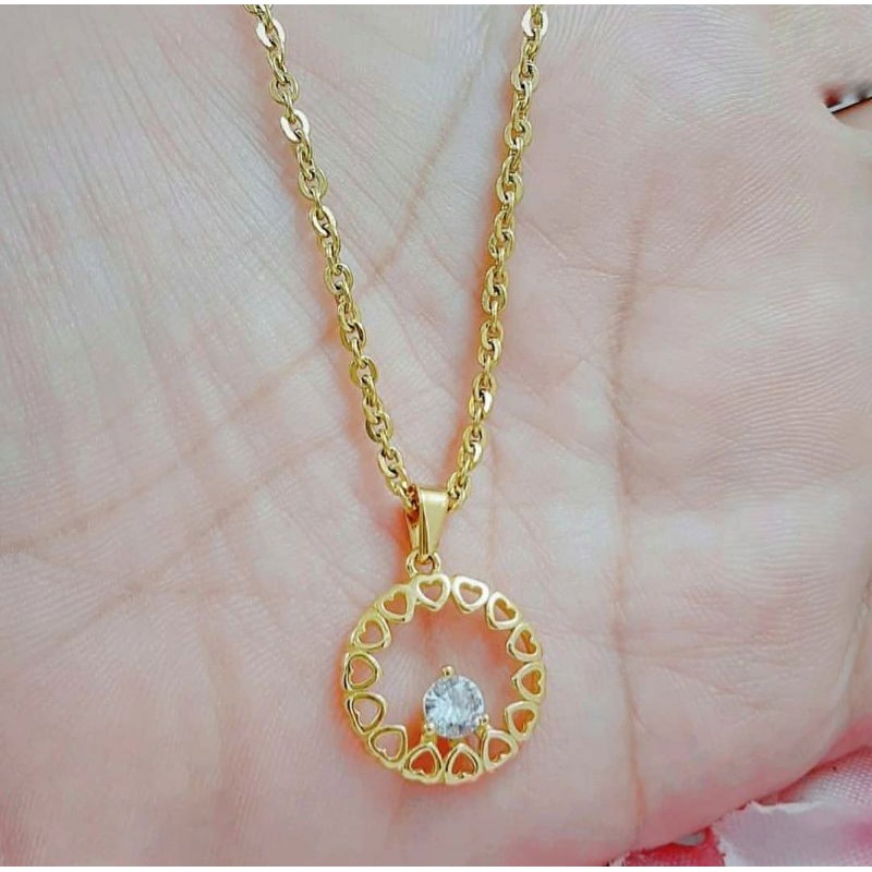 Kalung Titanium wanita Love bulat panjang 45 cm