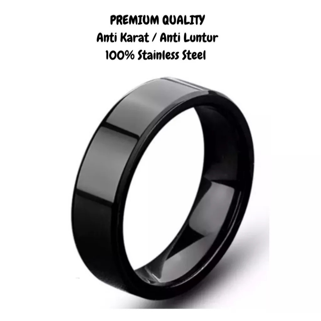 1 pcs cincin titanium hitam polos