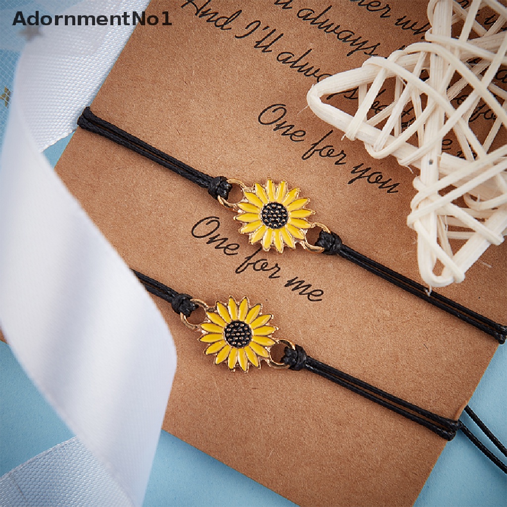 (AdornmentNo1) 2pcs / Set Gelang Persahabatan Rantai Pendan Hati + Huruf Lucky Wish