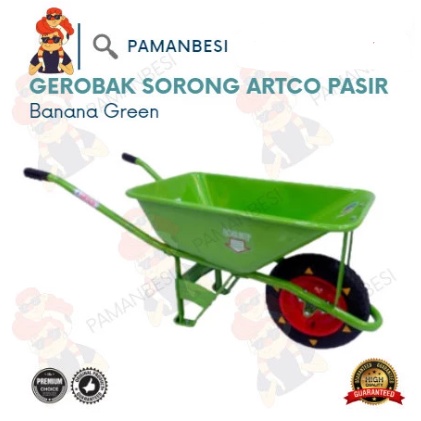 (Hijau) Gerobak Artco Green Sorong Dorong Pasir Cor Original