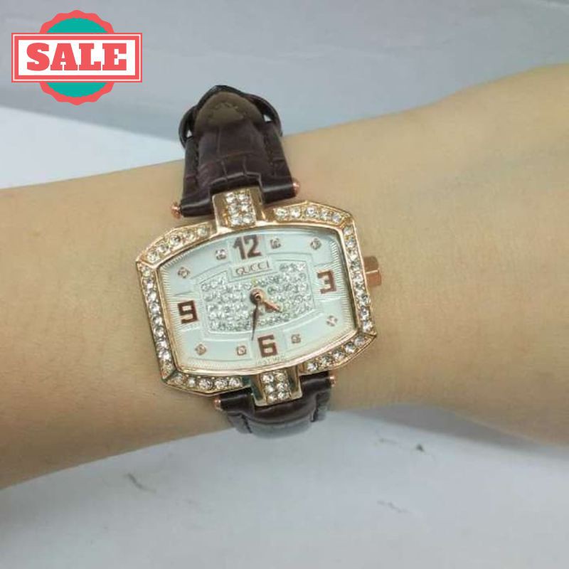 Promo JAM TANGAN - GUCCI KULIT DARK BROWN