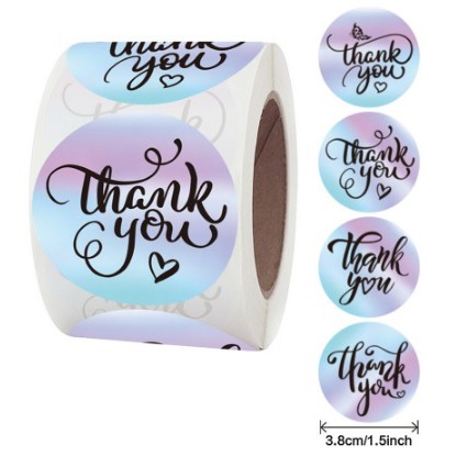 

TQ303 D 3.8 Cm Per Pcs Sticker Label Tempel Thank You Gold Floral Heart Hologram Seal Letter Black