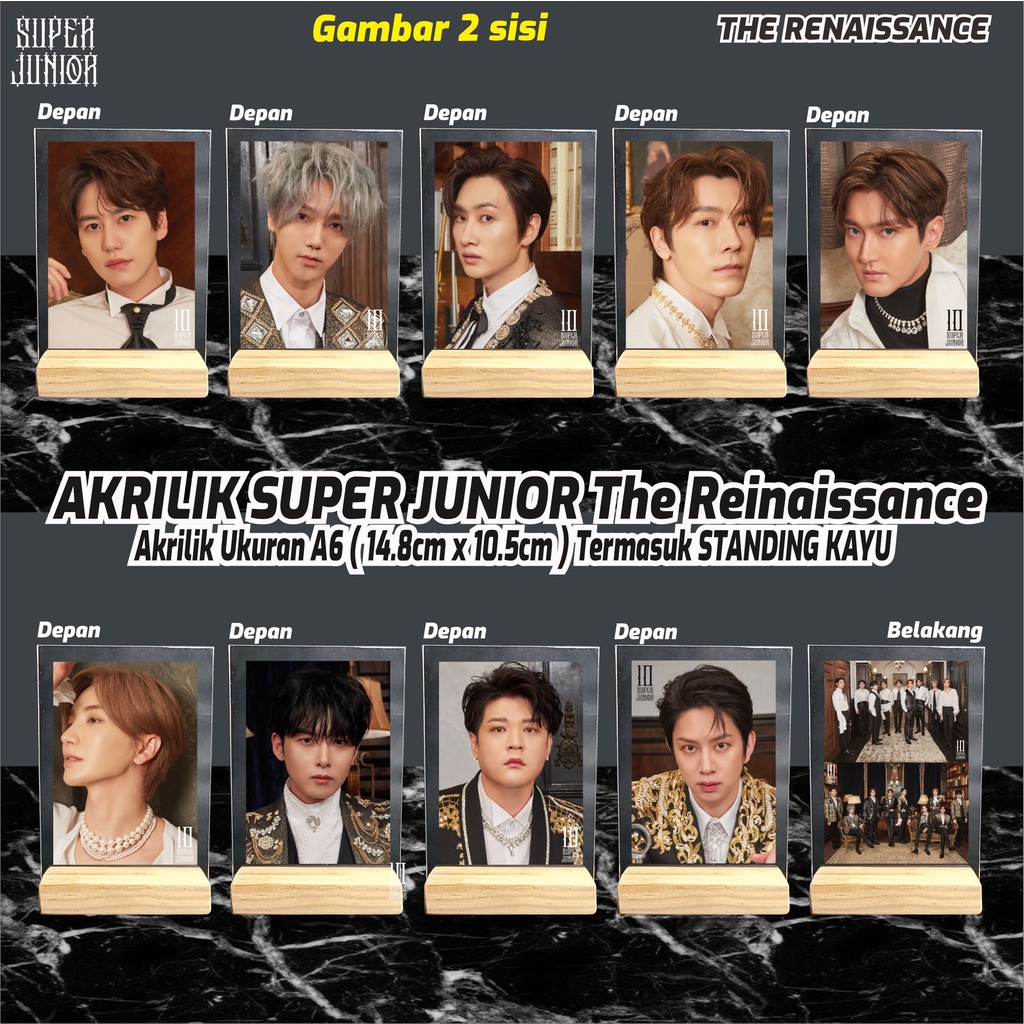 Akrilik Photo Kpop // SUPER JUNIOR // The Renaissance // gambar 2 sisi full laminasi