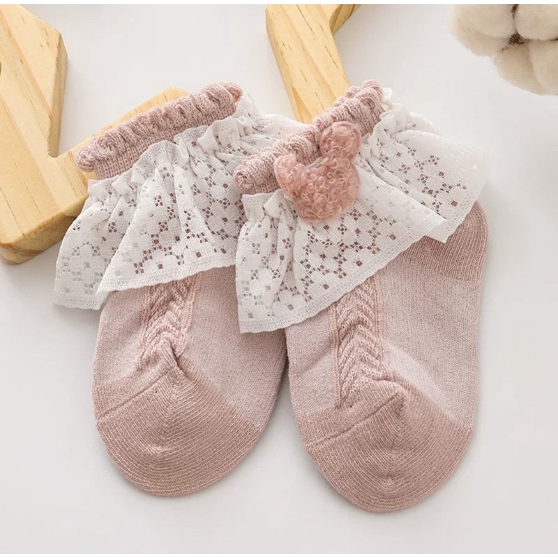 Kaos Kaki Anak Bayi Balita Perempuan Renda MIC*KEY Ruffle Putih / Baby Kids Socks