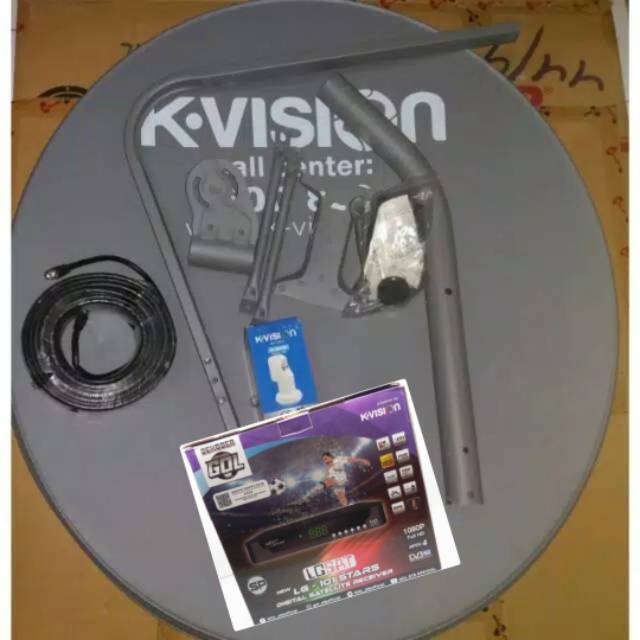 Antena paket parabola 80cm k vision lengkap receiver LGsat stars hd free channel