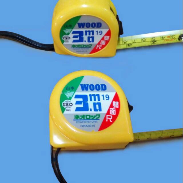 Meteran PVC 3M Merk Wood/METERAN ALAT UKUR DIMENSI/METERAN PERTUKANGAN/METERAN TARIK UKUR TUKANG BANGUNAN/MEASURING TAPE ASLI ORIGINAL