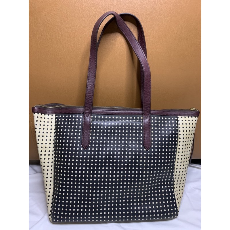 Tas Fossil preloved sydney shopper polkadot