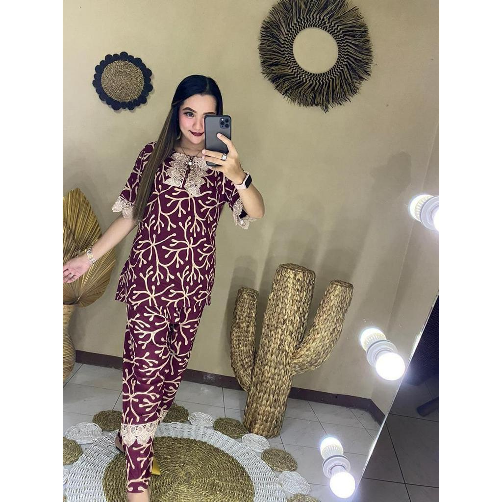 One Set Jumbo Waka Setelan Wanita Rayon Premium Set Celana Panjang Tie Dye Kekinian