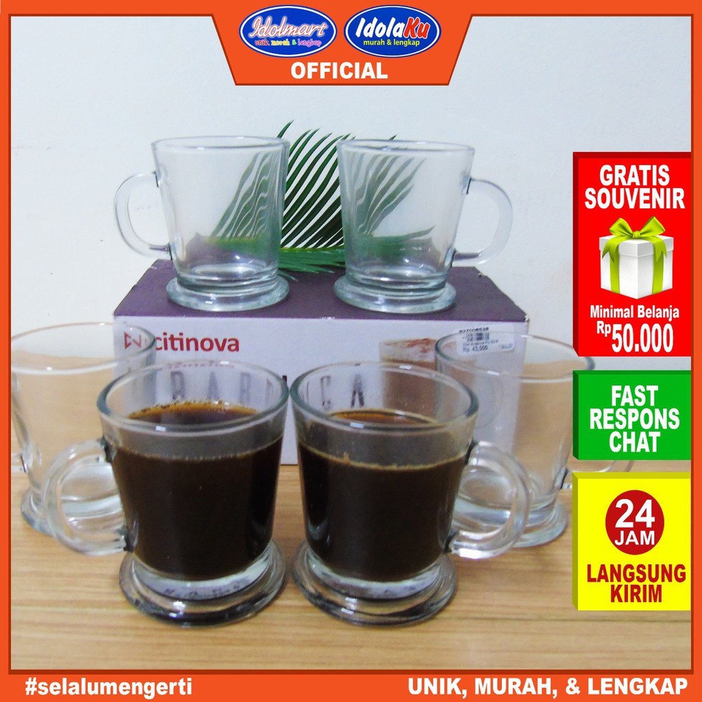 IDOLMART Citinova Gelas Arabica isi 6PCS Gelas set isi 6 / Gelas Kaca