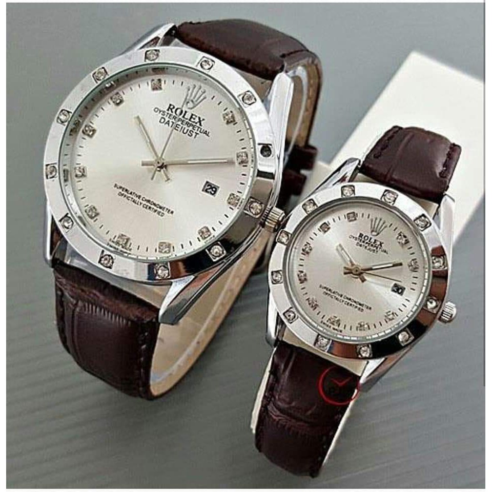 JAM TANGAN COUPLE ROLEX R-1937 TALI KULIT