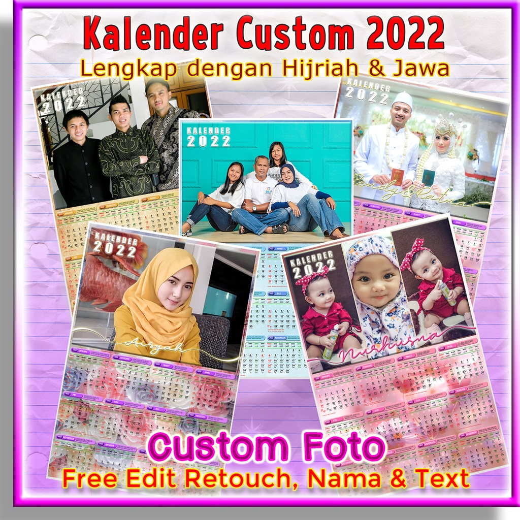 

Kalender dinding Foto custom 2022 Free Edit Retouch & text nama ucapan